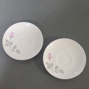 Replacement Saucers Zylstra Elegant Floral Saucer Set - Pink and Gray